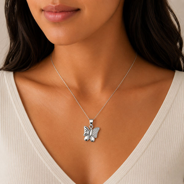 The Delicate Pavé Butterfly Pendant